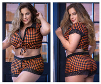 Mapale 7406X Two Piece Pajama Set. Top and Shorts Color Black-Orange