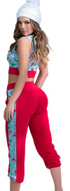 MAPALE 7409 SET PAJAMA DE TWO PIÈCES. Haut et pantalon couleur Red-Mint Imprimer