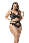 Mapale 7489X Two-in-One Babydoll and Two Piece Set Color Black