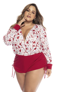 Mapale 7530X Long Sleeve Sleep Romper Color Holiday Print