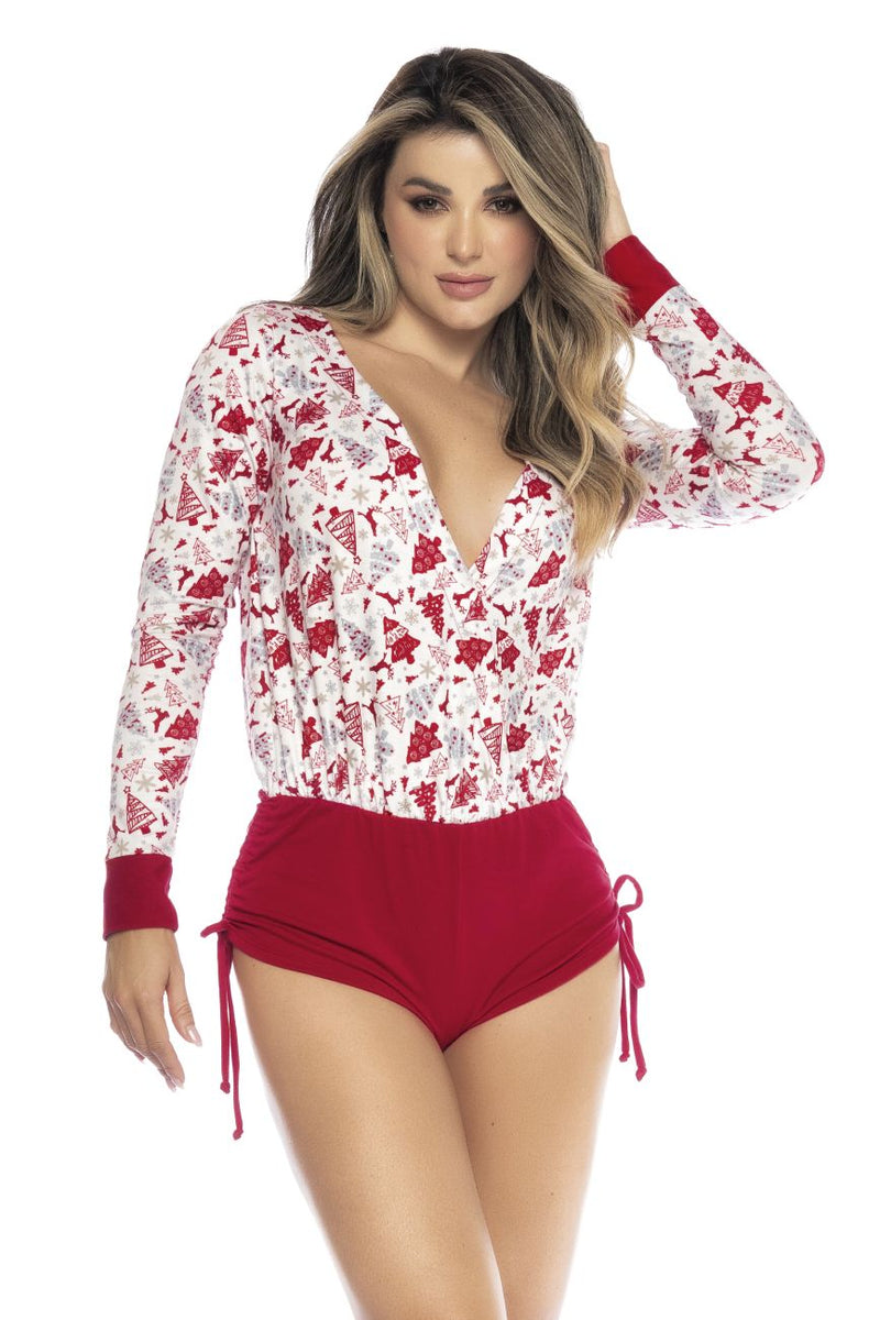 Mapale 7530 Long Sleeve Sleep Romper Color Holiday Print