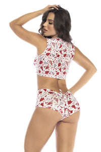 Mapale 7531 Two Piece Pajama Set Top and Shorts Color Holiday Print