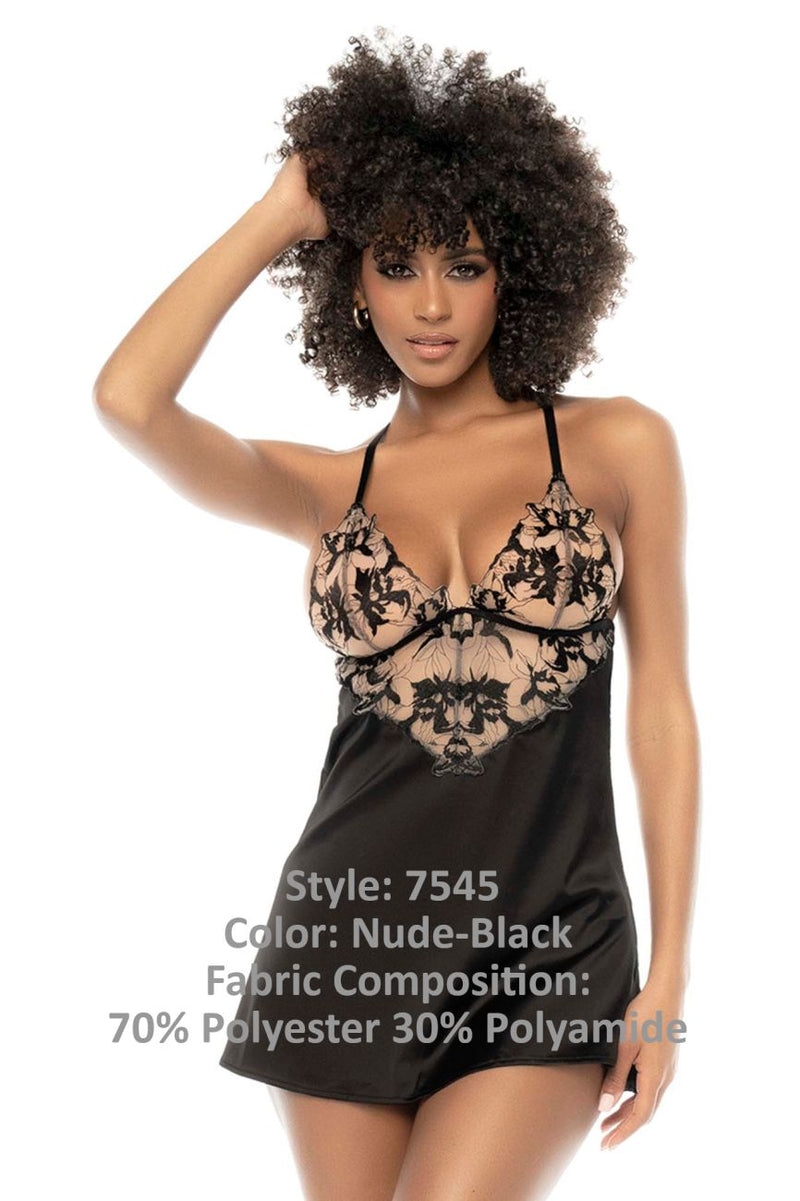 Mapale 7545 Laurel Babydoll Couleur nue-noir