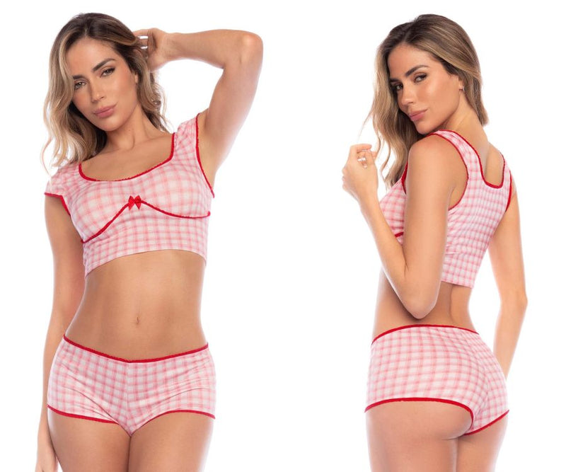 MAPALE 7591 Color de pijama de dos piezas Vichy Pink Plaid