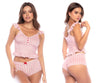 MAPALE 7592 Color de pijama de dos piezas Vichy Pink Plaid