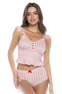 MAPALE 7592 Color de pijama de dos piezas Vichy Pink Plaid