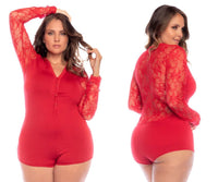 MAPALE 7594X Manga larga Romper color rojo