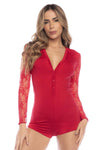 Mapale 7594 Long Sleeve Sleep Romper Color Red