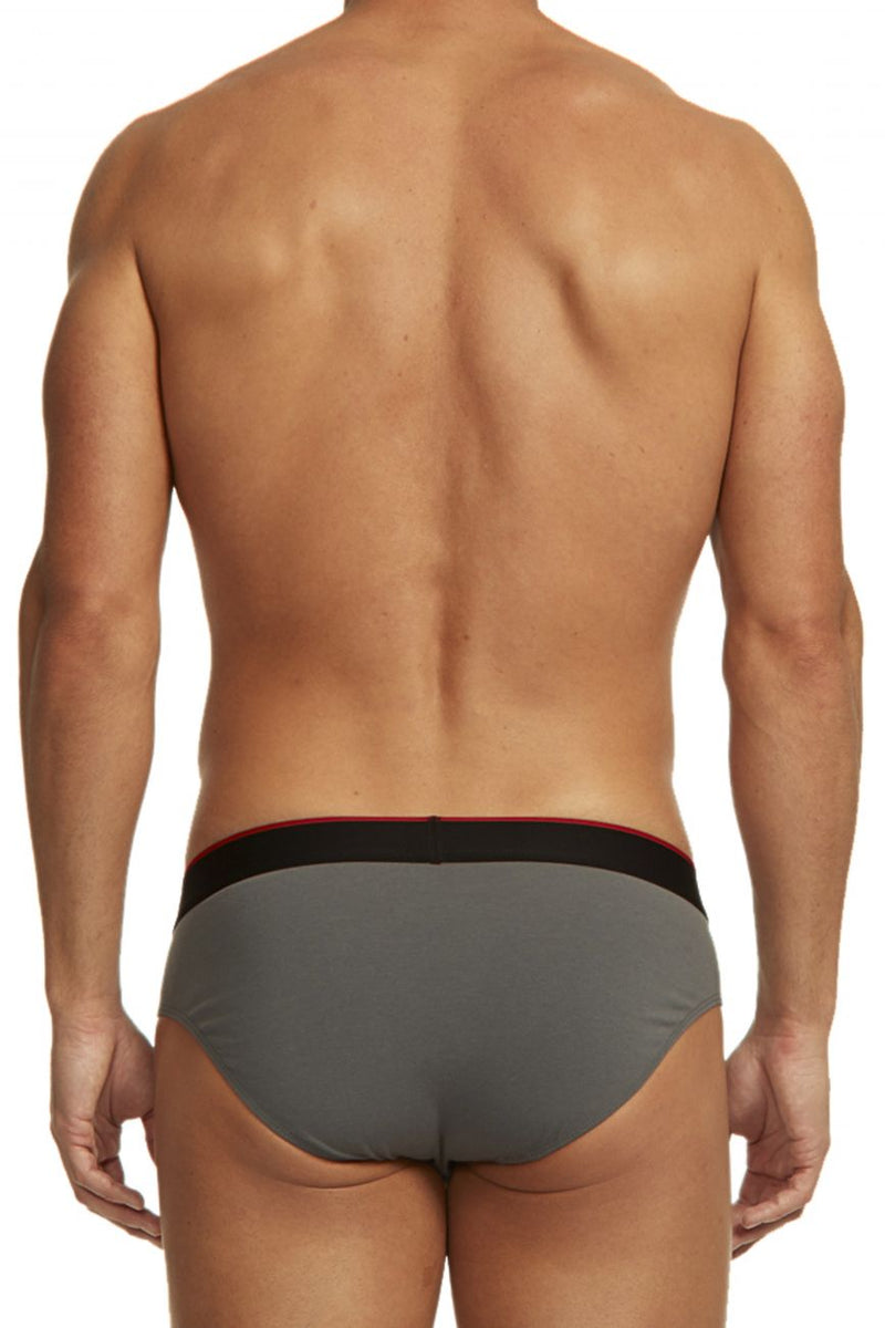 Papi 980403-950 3PK Cotton Stretch Brief Color Red-Gray-Black