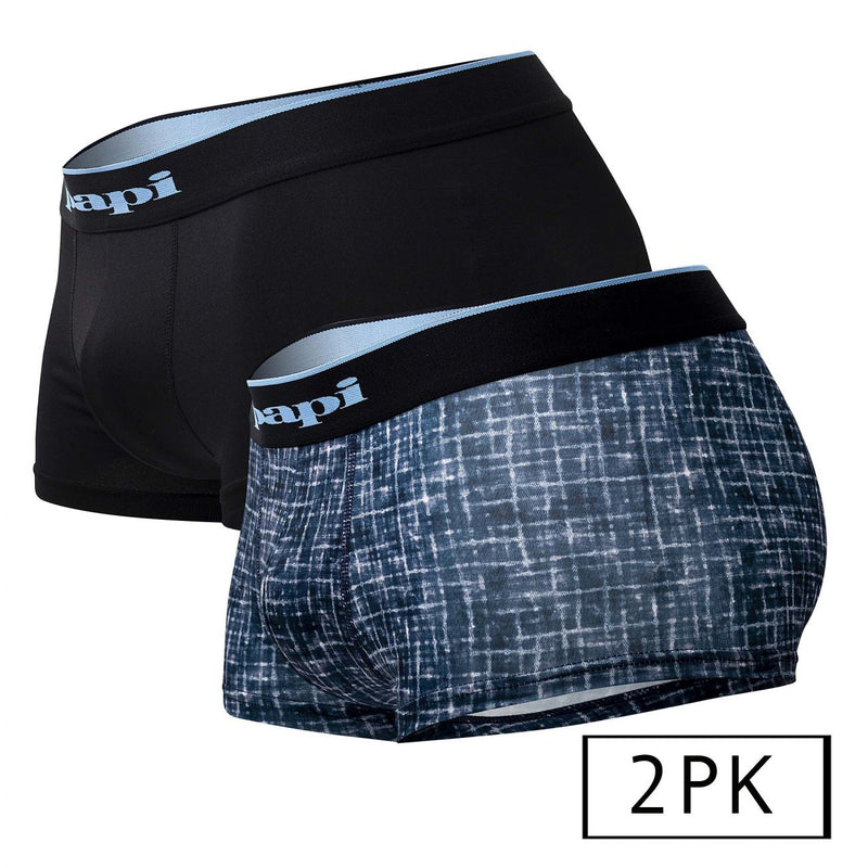 Papi UMPA048 2PK Microflex Brazilian Trunks Color Blue-Texture