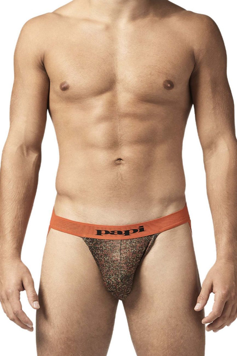 Papi UMPA051 Fashion Microflex Brazilian Jockstrap Color Orange Pixel Print