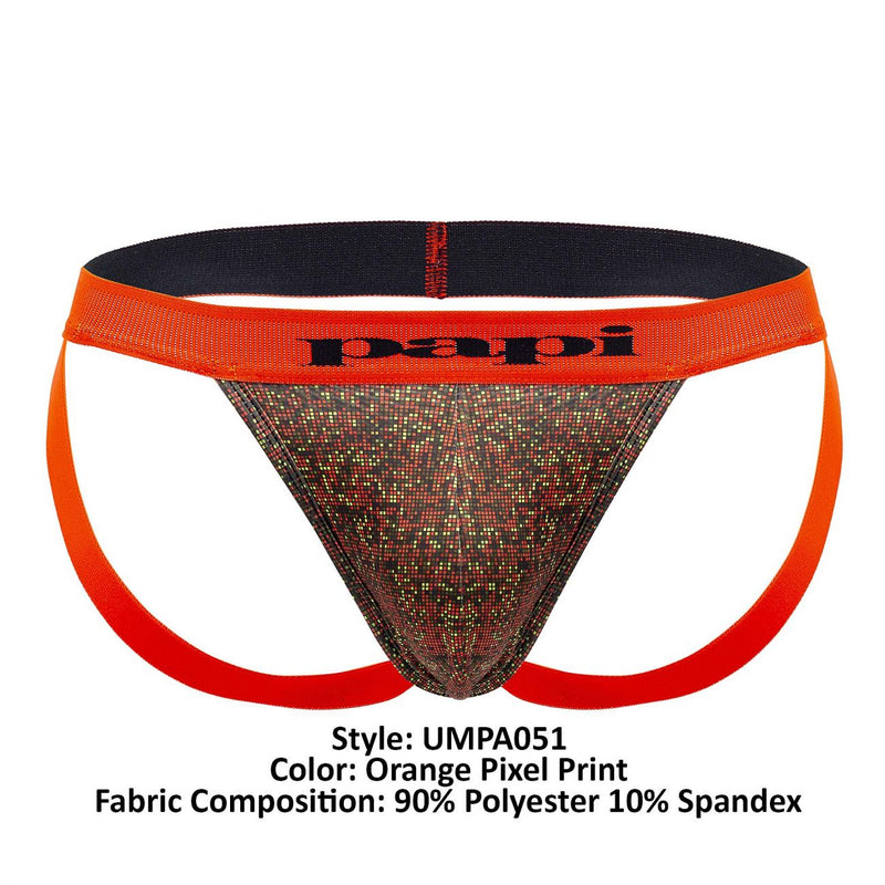 Papi UMPA051 Fashion Microflex Brazilian Jockstrap Color Orange Pixel Impression