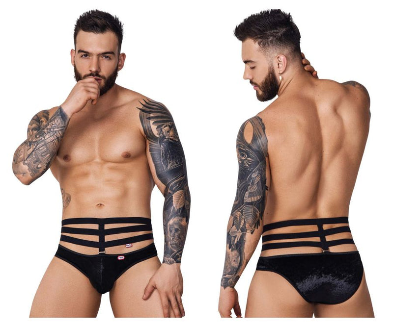 Pikante PIK 1097 Briefs de terciopelo clandestino color negro