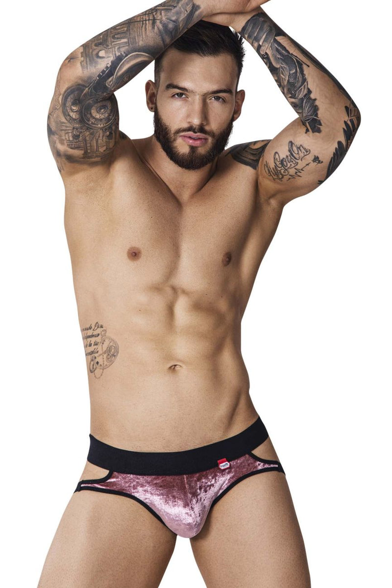 Pikante pik 1100 clandestine en velours jockstrap rose