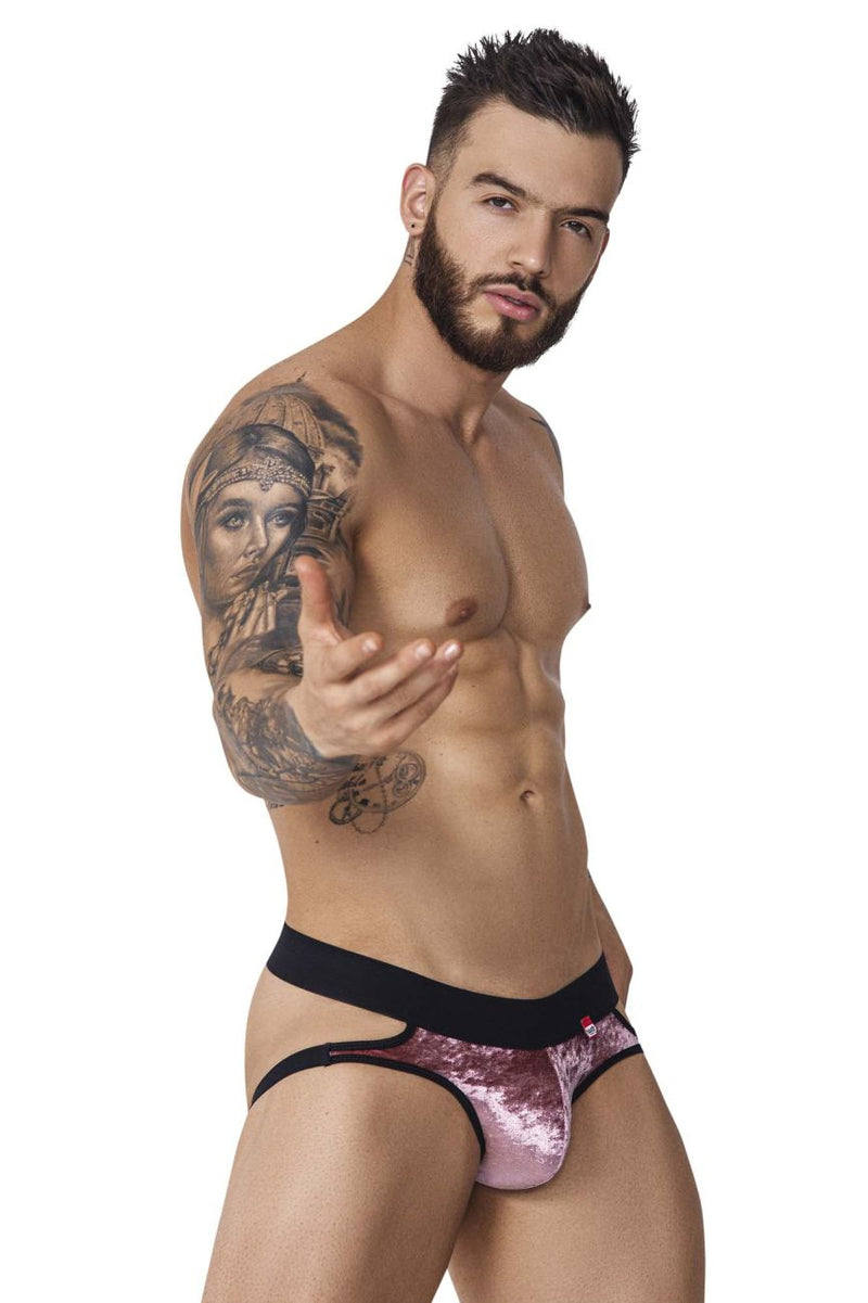 Pikante pik 1100 clandestine en velours jockstrap rose