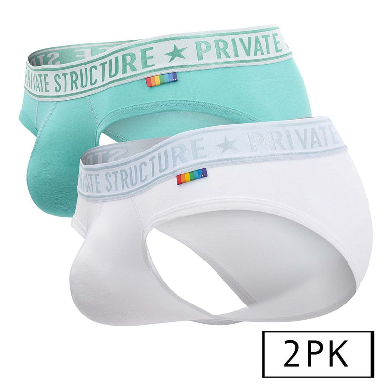 Private Structure EPUT4385 Pride 2PK Mid Waist Mini Briefs Color White-Green