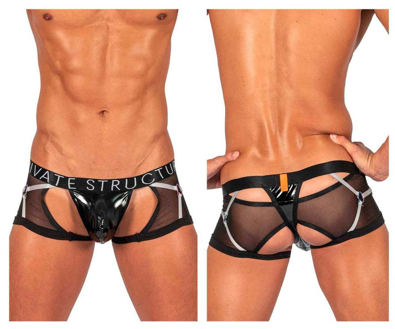 Private Structure LCUT4417 Alpha Low Waist Harness Trunks Color Black