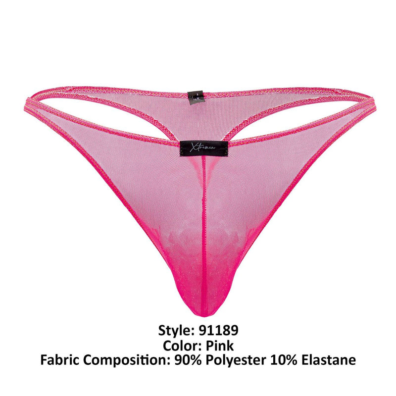 Xtremen 91189 Tulle Mesh Thongs Color Pink